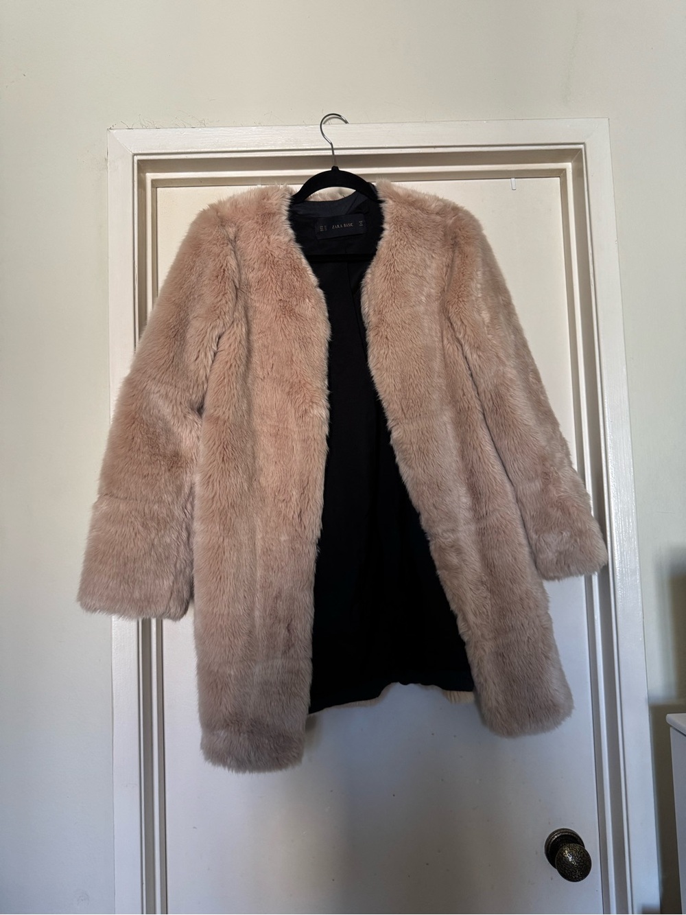 Zara Blush Teddy Faux Fur Coat